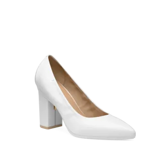 The Pump - White Leather 4 Block