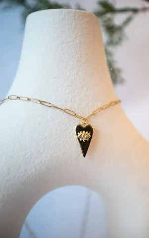 Twisted Baubles- Evil Eye Heart Necklace