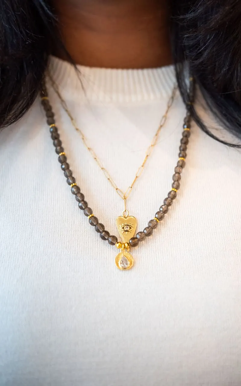 Twisted Baubles- Evil Eye Heart Necklace