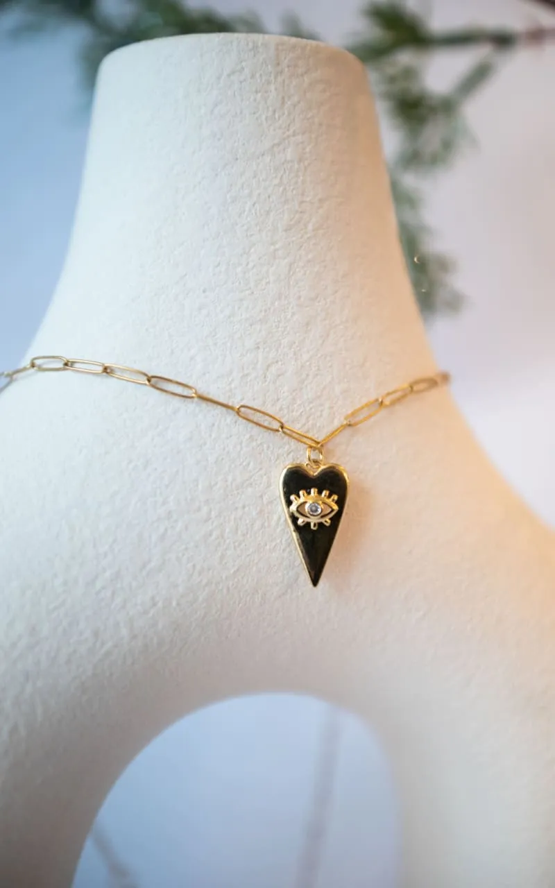 Twisted Baubles- Evil Eye Heart Necklace