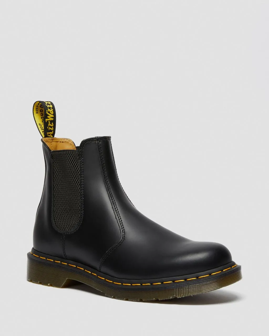 Unisex 2976 Yellow Stitch Smooth Leather Chelsea Boots Black Smooth