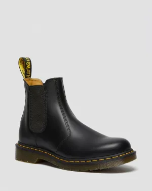 Unisex 2976 Yellow Stitch Smooth Leather Chelsea Boots Black Smooth