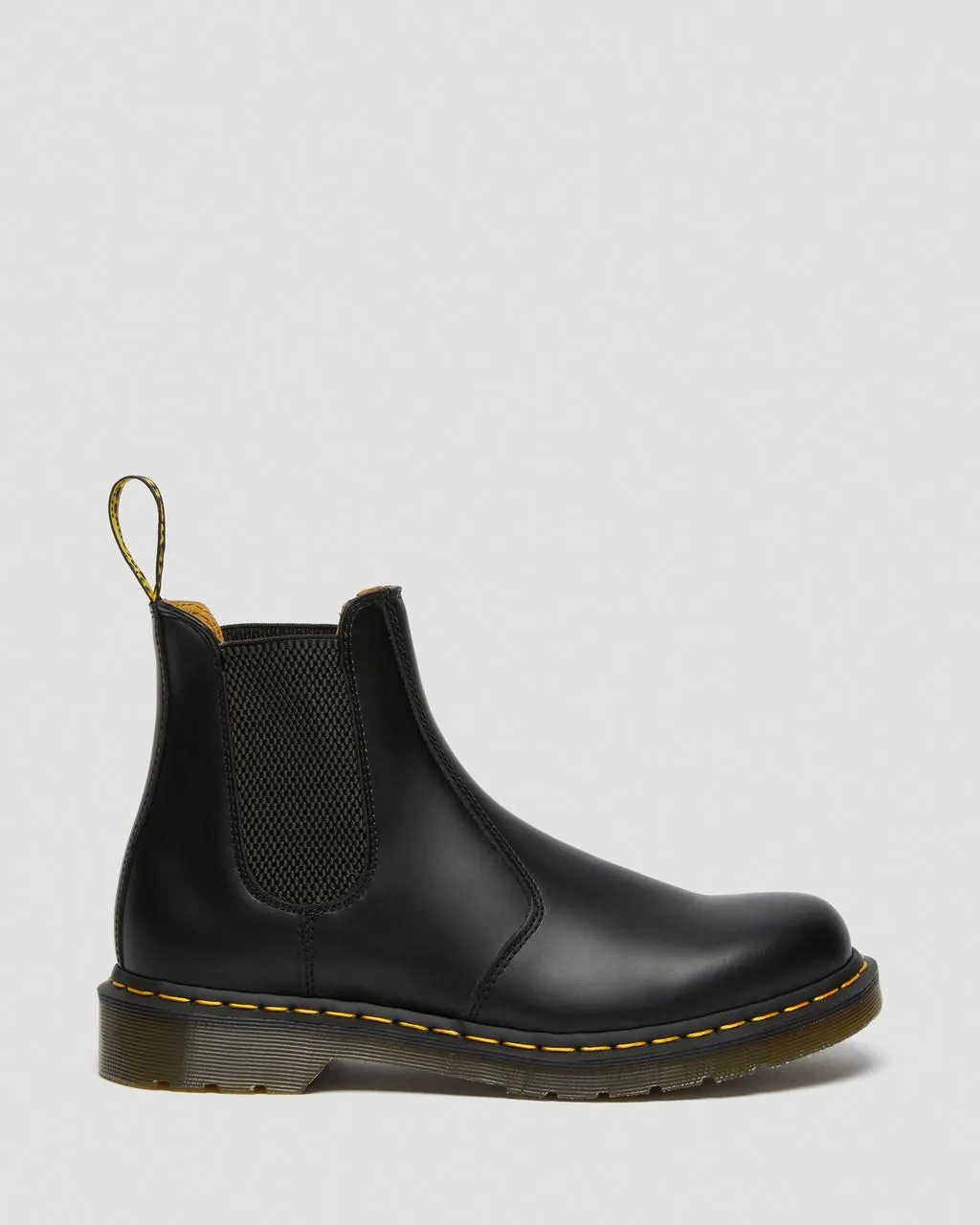 Unisex 2976 Yellow Stitch Smooth Leather Chelsea Boots Black Smooth