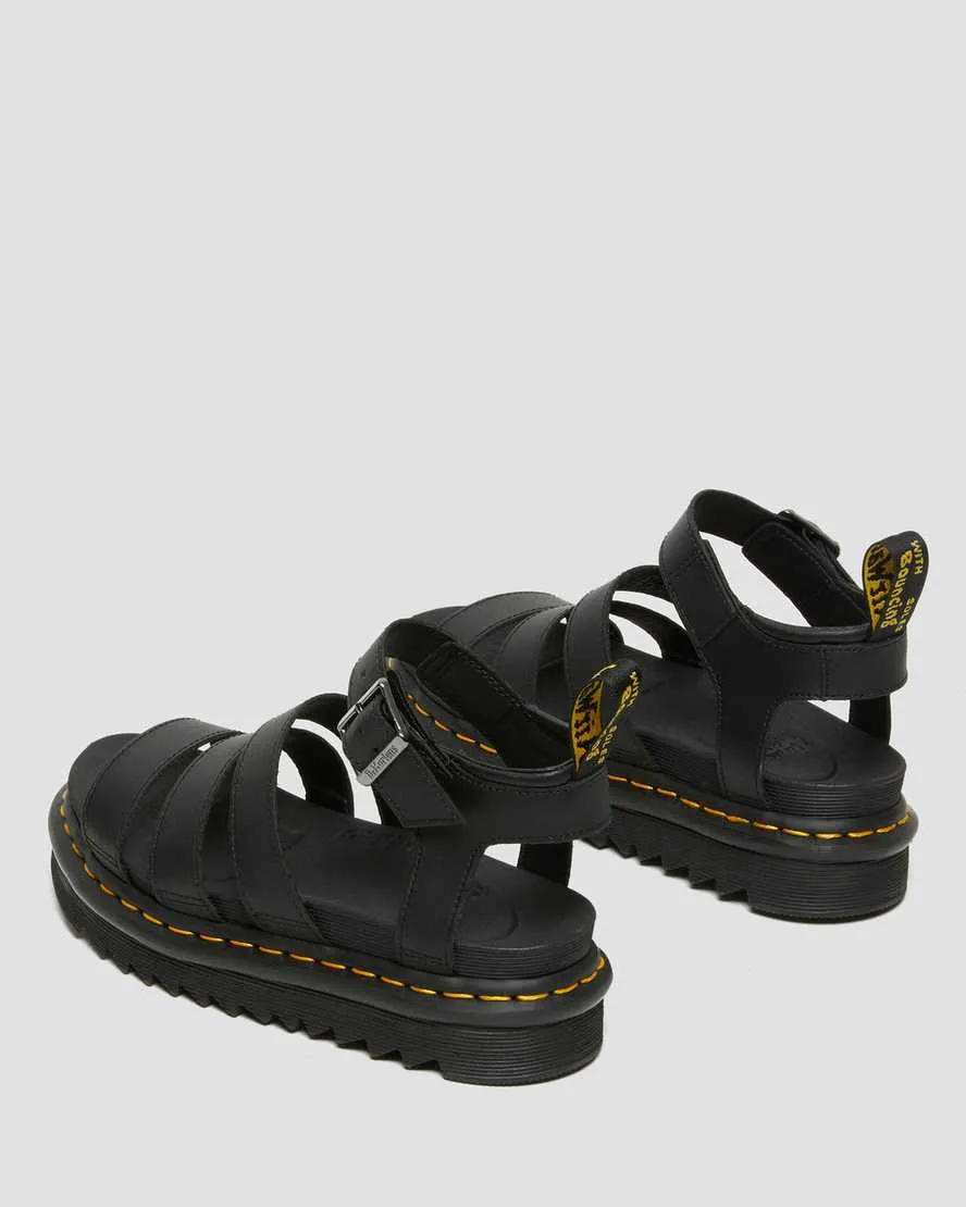 Unisex Blaire Hydro Leather Strap Sandals Black