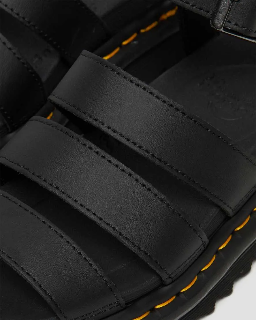 Unisex Blaire Hydro Leather Strap Sandals Black