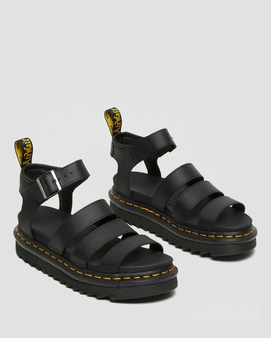 Unisex Blaire Hydro Leather Strap Sandals Black