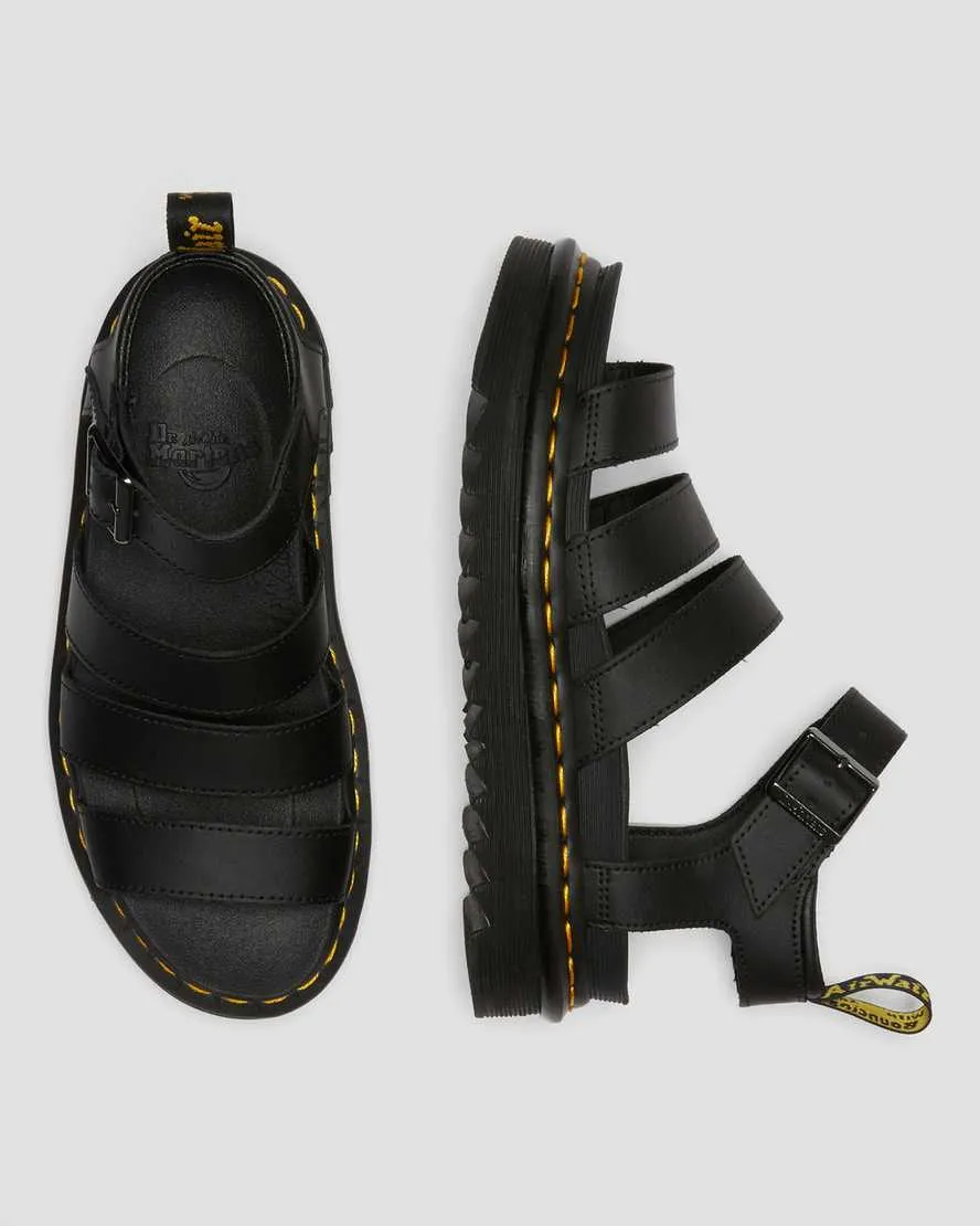 Unisex Blaire Hydro Leather Strap Sandals Black
