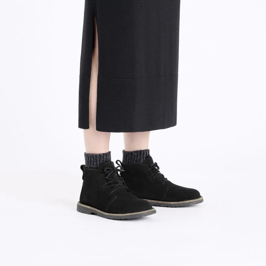 Uppsala Mid Shearling Suede Leather Regular/Wide Black