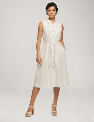 White Eyelet Diane Midi Shirt Dress - Sale