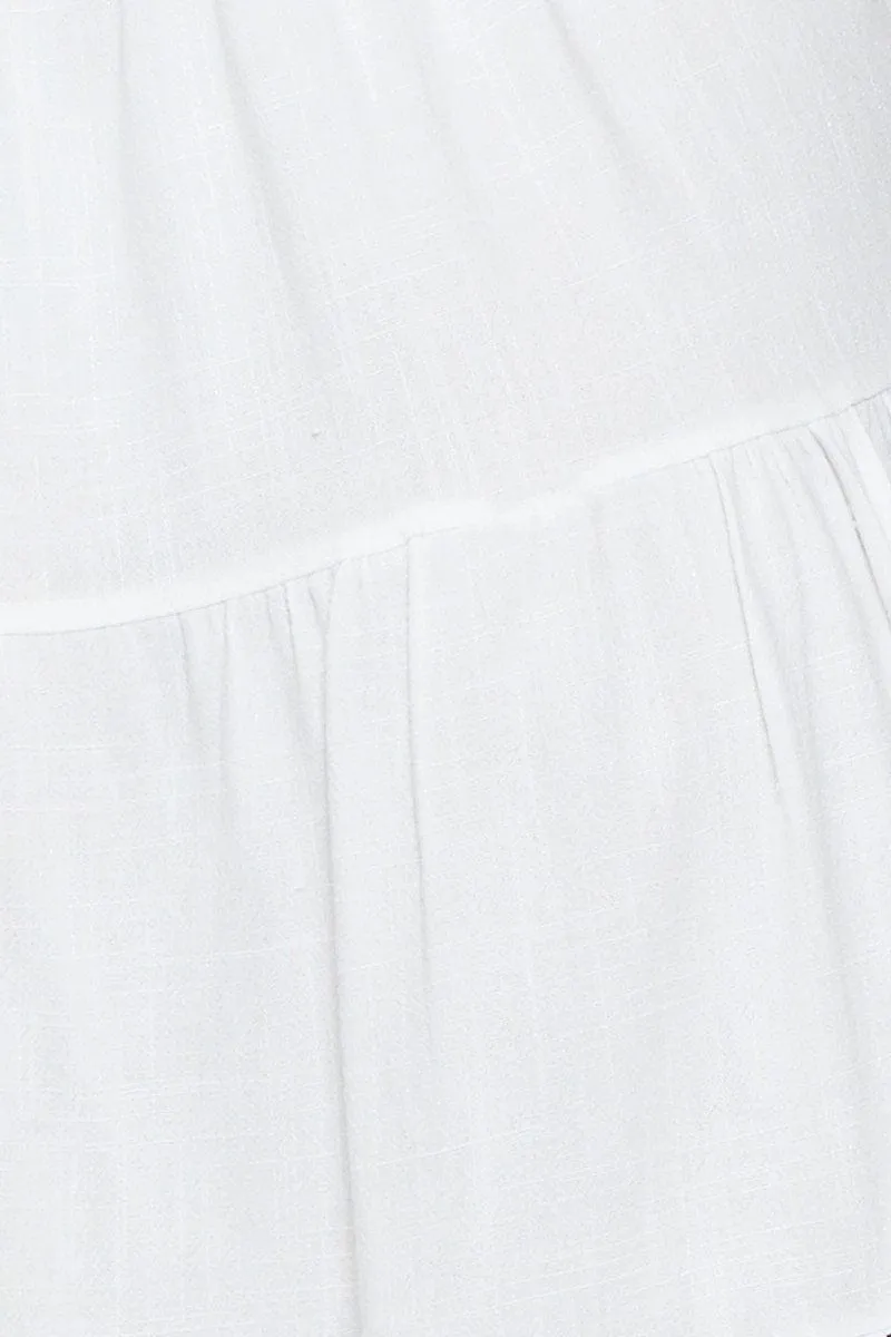 White Fit And Flare Dress Sleeveless Scoop Neck