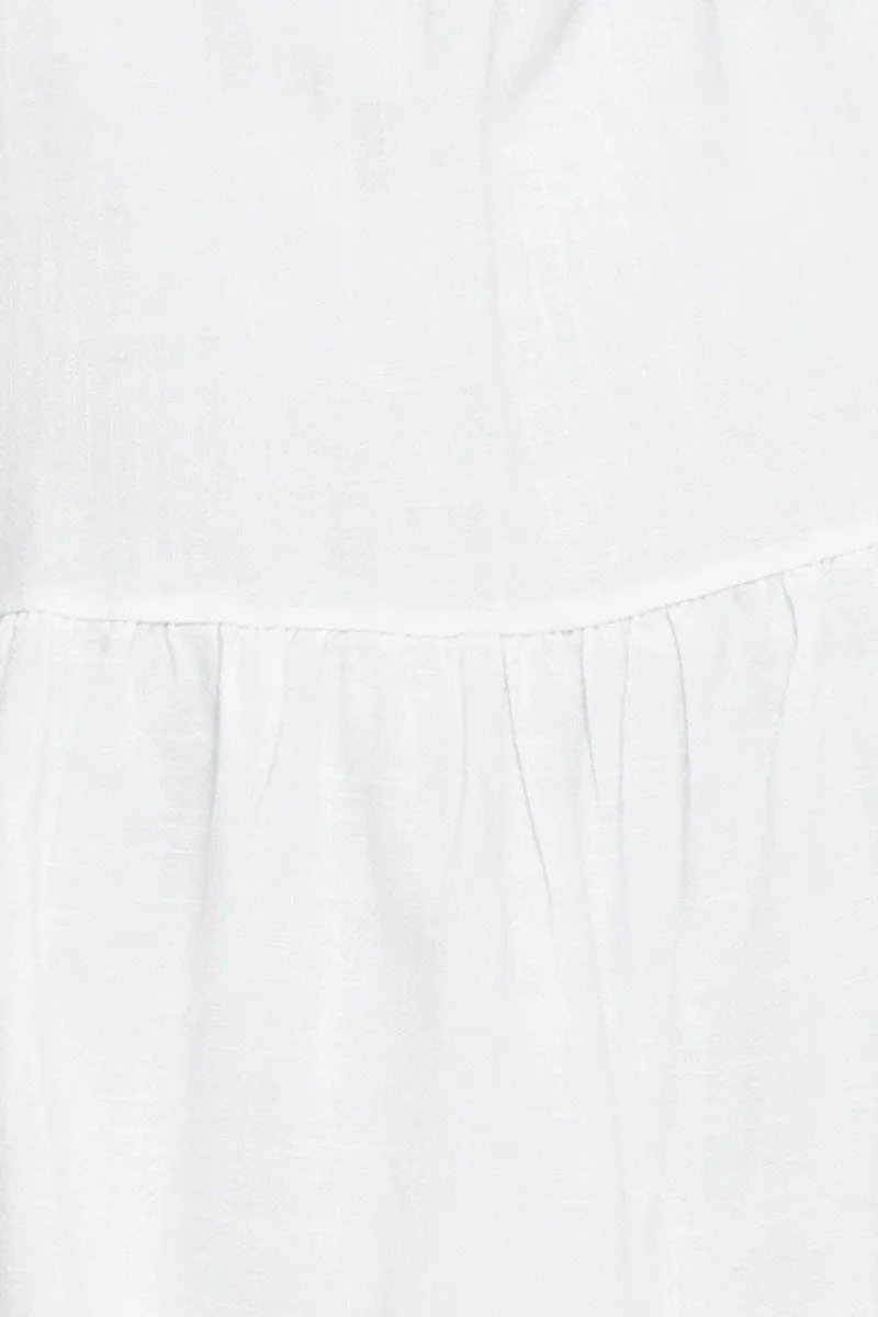 White Mini Dress V Neck
