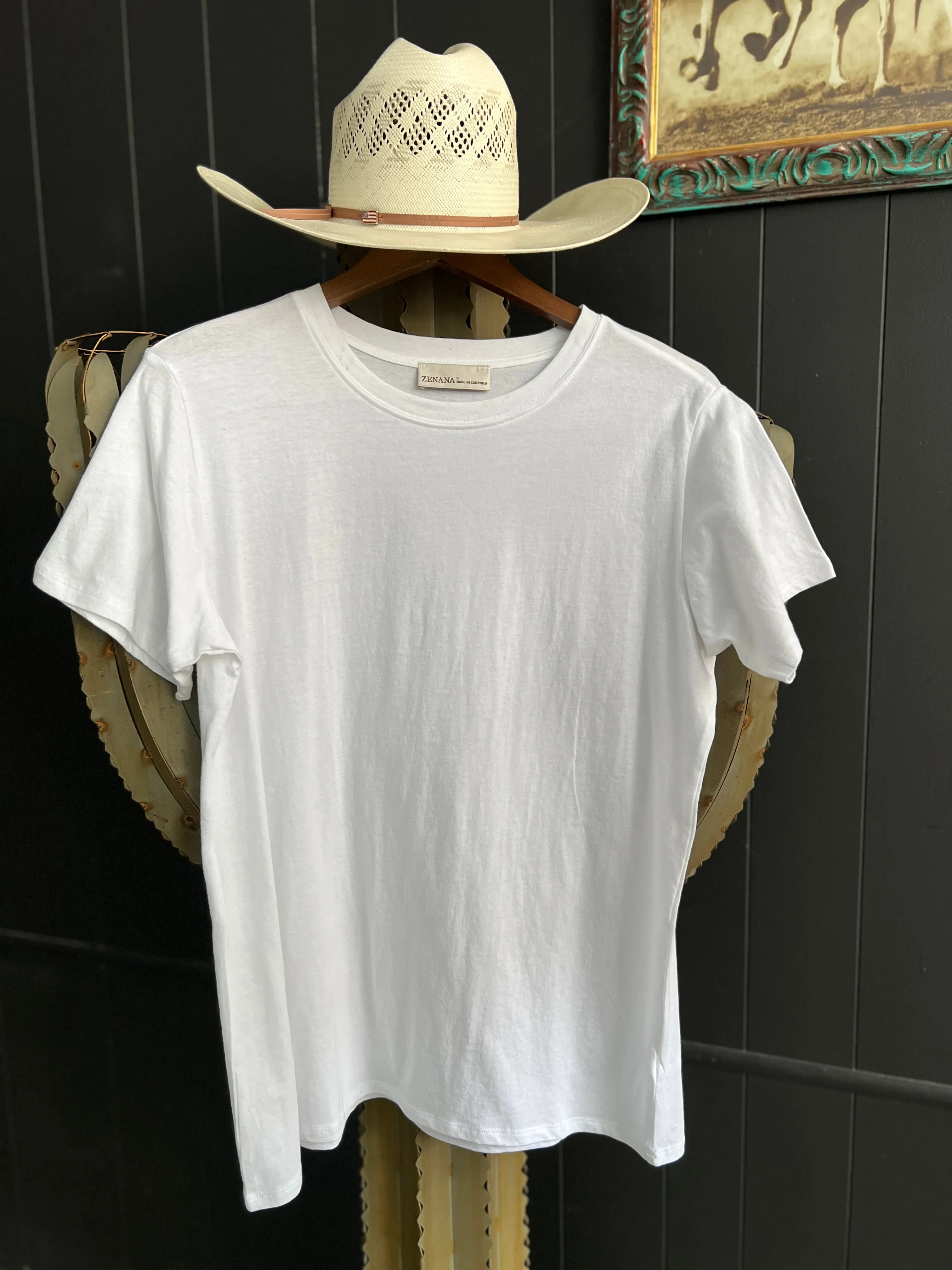 Zenana Cotton Boyfriend Round Neck Basic Tee
