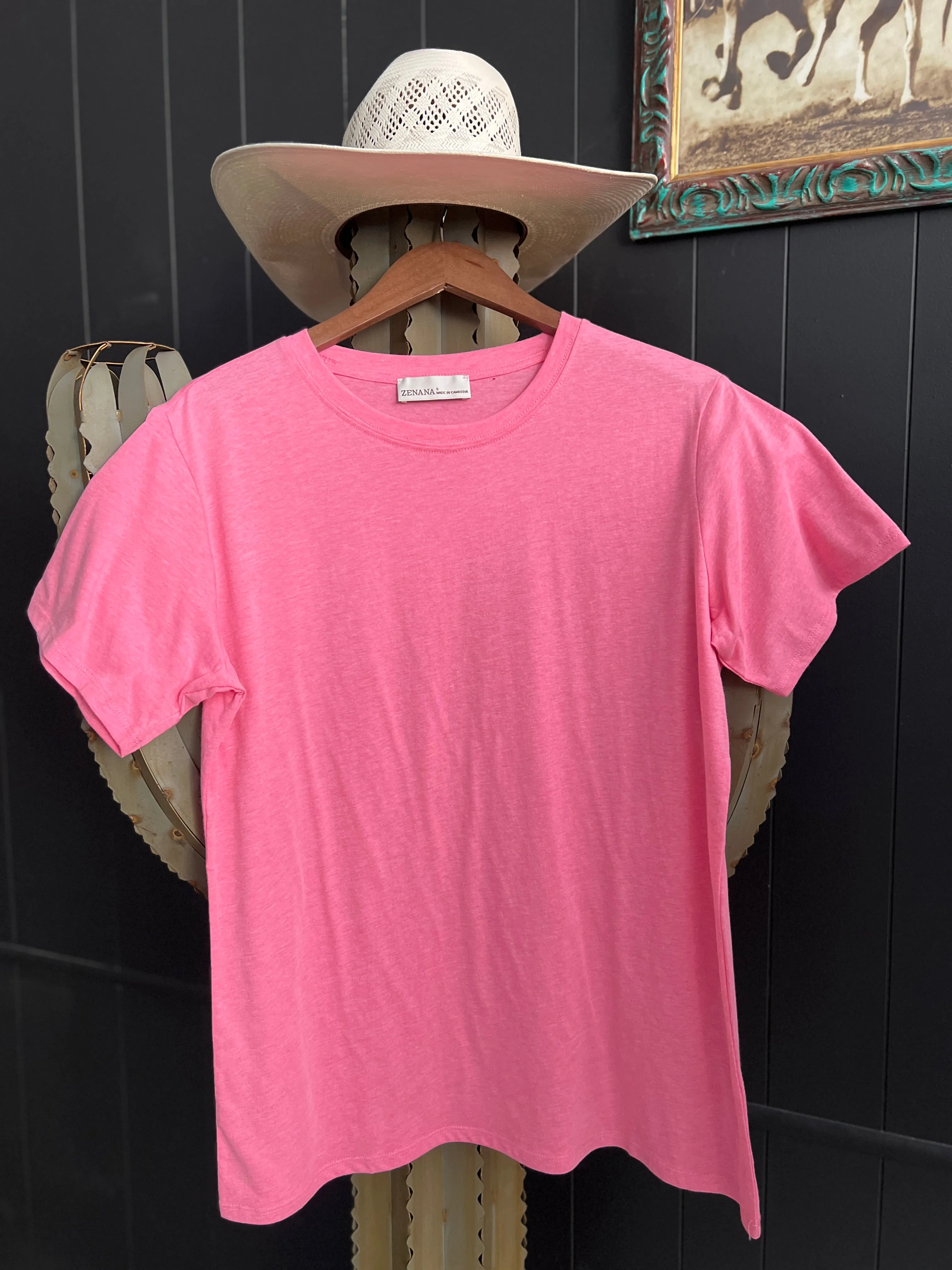 Zenana Cotton Boyfriend Round Neck Basic Tee